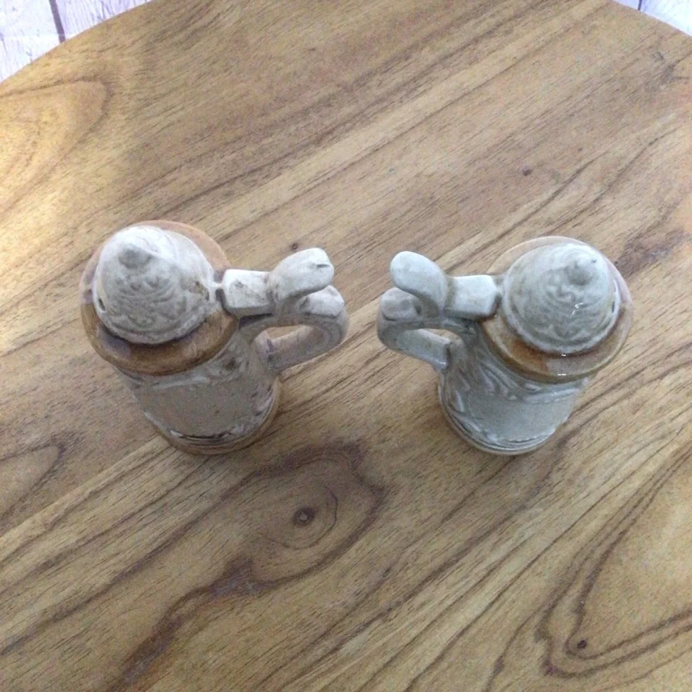 Vintage Ceramic Stein Salt and Pepper Shaker Pair